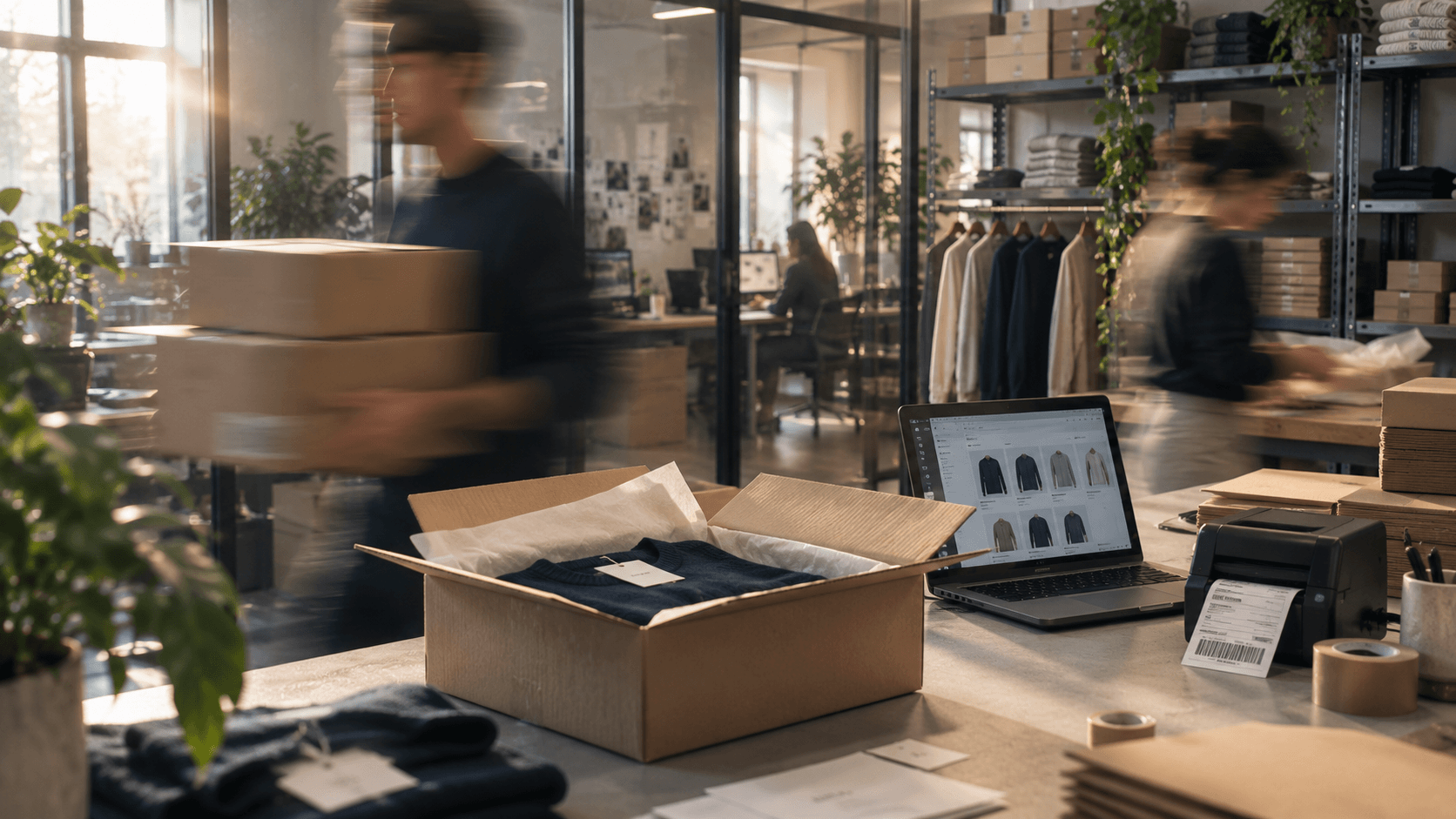 Préparation des commandes dans l’atelier d’une boutique en ligne